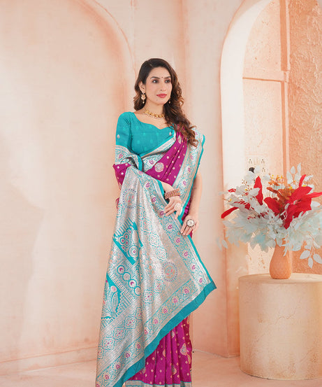 Soft Silk Weaving Saree With Banarasi Jari Work Saree With Blouse