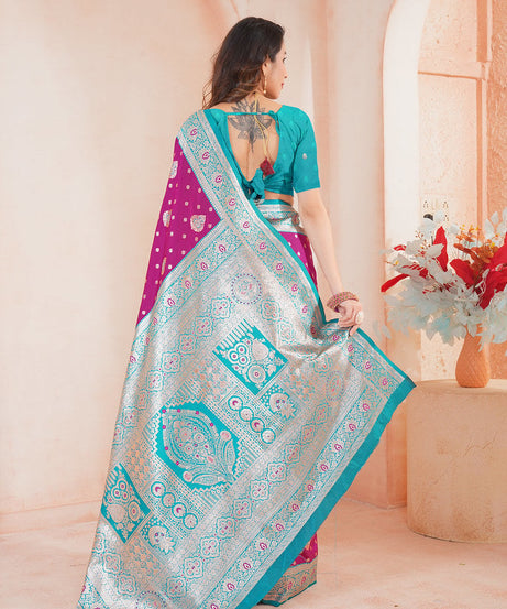 Soft Silk Weaving Saree With Banarasi Jari Work Saree With Blouse