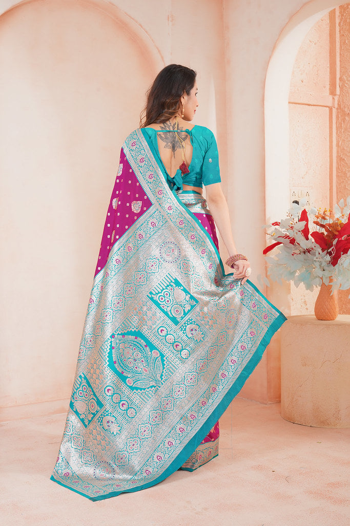 Soft Silk Weaving Saree With Banarasi Jari Work Saree With Blouse