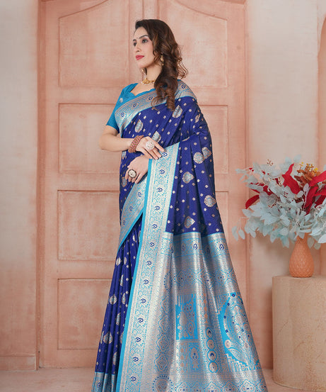 Soft Silk Weaving Saree With Banarasi Jari Work Saree With Blouse