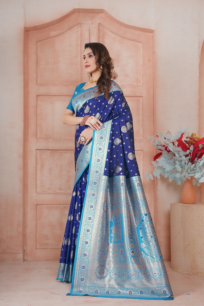 Soft Silk Weaving Saree With Banarasi Jari Work Saree With Blouse