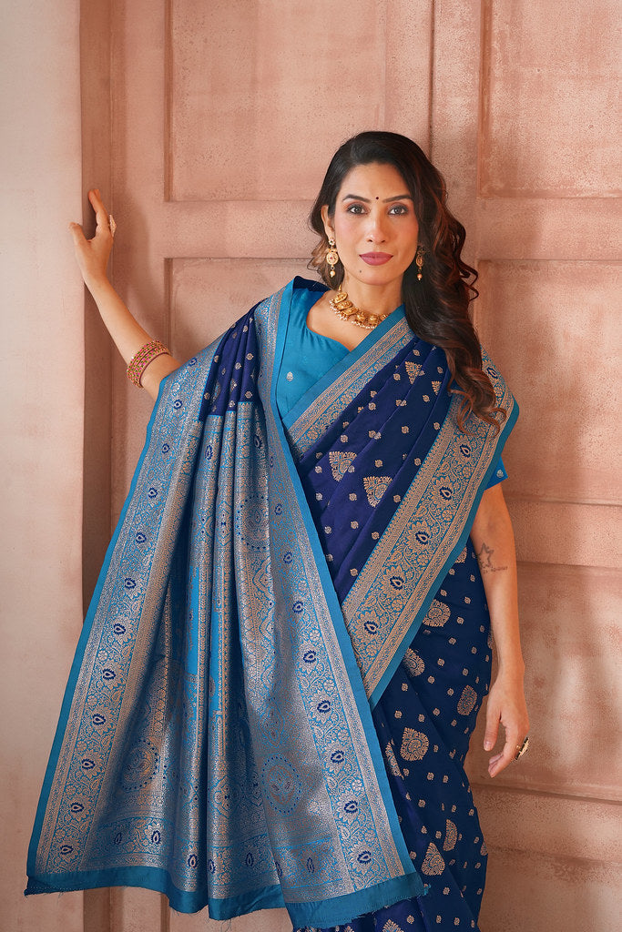 Soft Silk Weaving Saree With Banarasi Jari Work Saree With Blouse