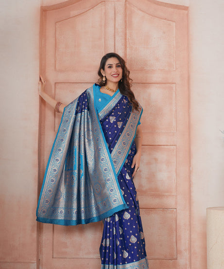 Soft Silk Weaving Saree With Banarasi Jari Work Saree With Blouse