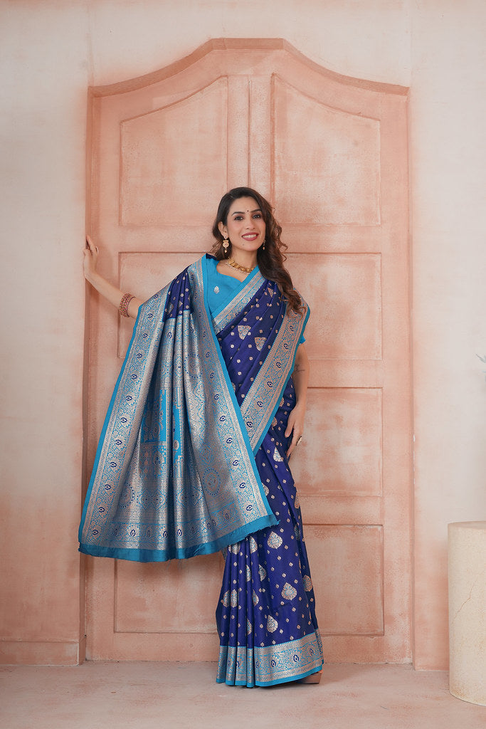 Soft Silk Weaving Saree With Banarasi Jari Work Saree With Blouse