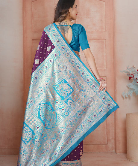 Soft Silk Weaving Saree With Banarasi Jari Work Saree With Blouse