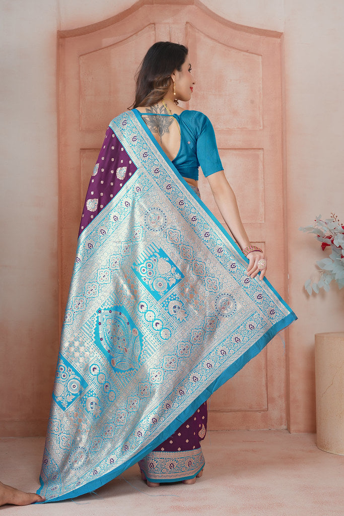 Soft Silk Weaving Saree With Banarasi Jari Work Saree With Blouse