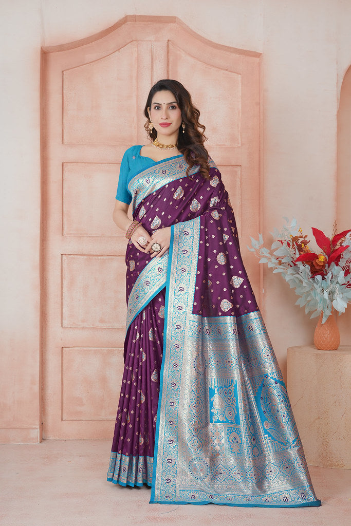 Soft Silk Weaving Saree With Banarasi Jari Work Saree With Blouse
