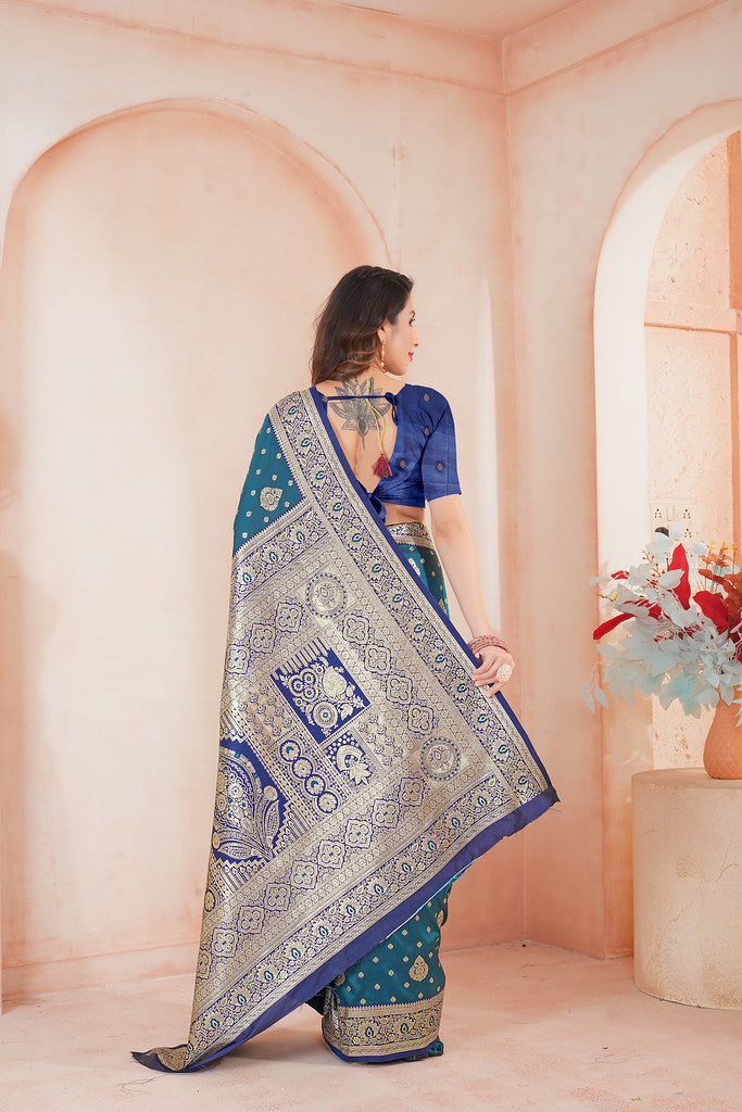 Soft Silk Weaving Saree With Banarasi Jari Work Saree With Blouse