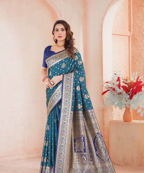 Soft Silk Weaving Saree With Banarasi Jari Work Saree With Blouse