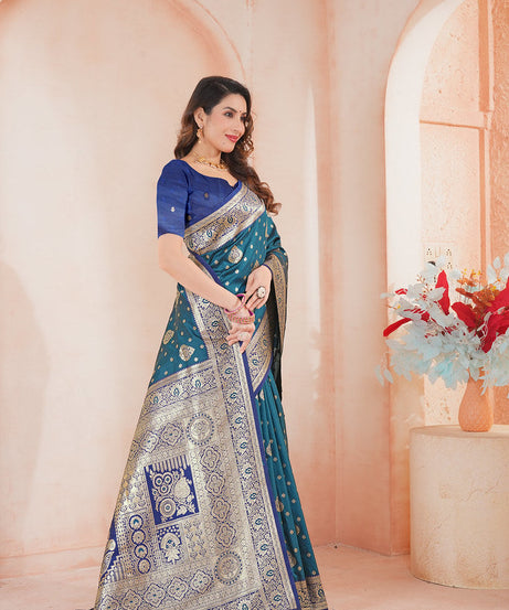 Soft Silk Weaving Saree With Banarasi Jari Work Saree With Blouse