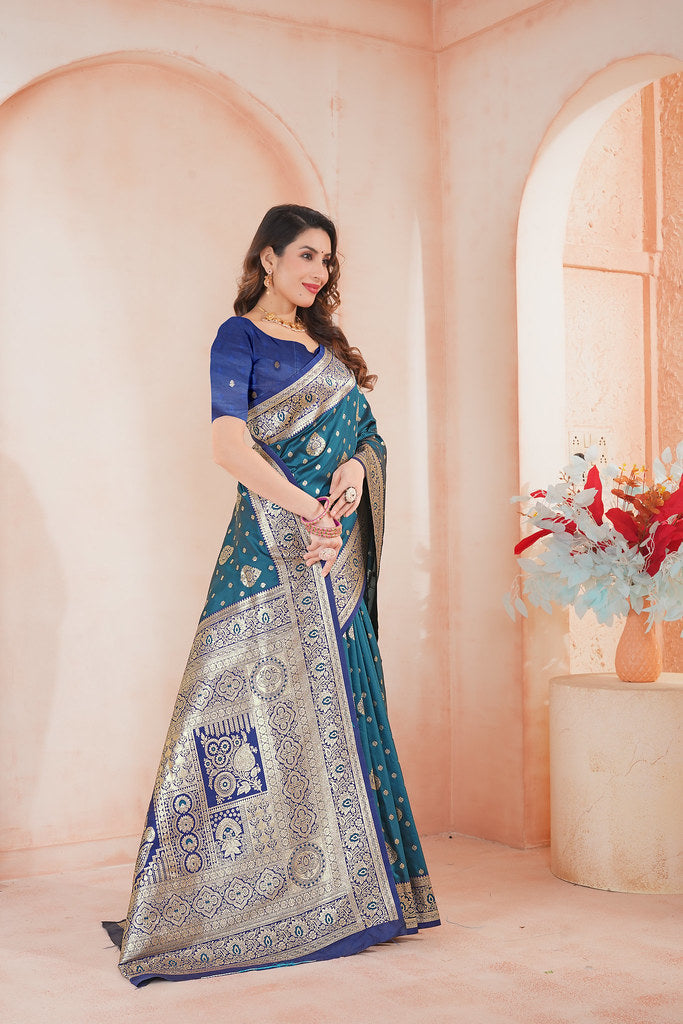 Soft Silk Weaving Saree With Banarasi Jari Work Saree With Blouse