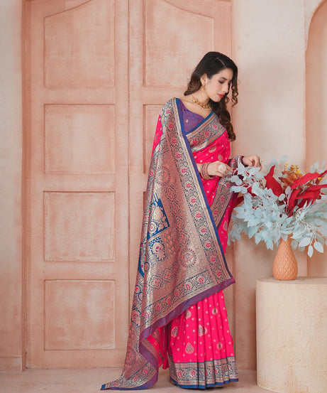 Soft Silk Weaving Saree With Banarasi Jari Work Saree With Blouse
