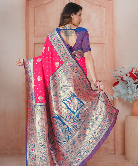 Soft Silk Weaving Saree With Banarasi Jari Work Saree With Blouse