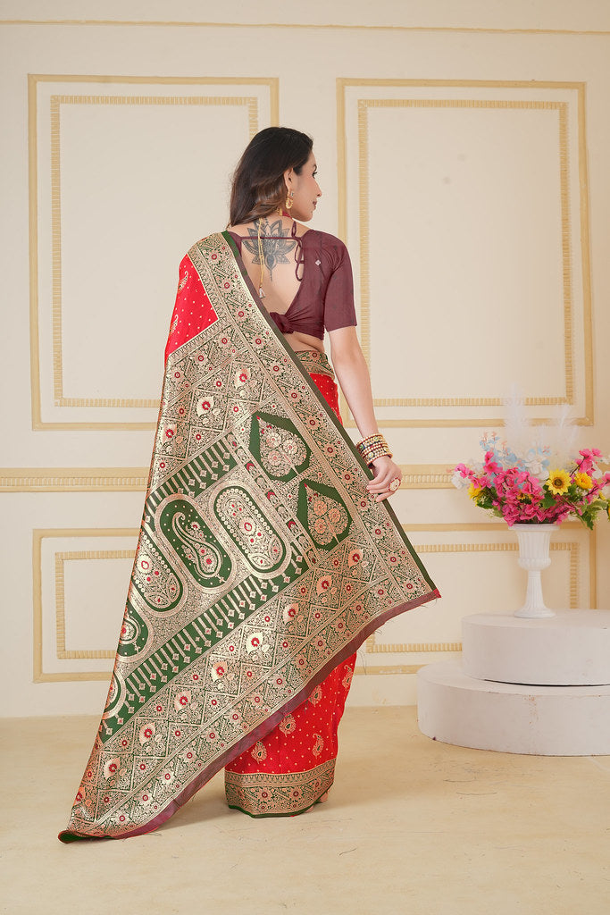 Soft Silk Weaving Saree With Banarasi Jari Designer Sari With Blouse