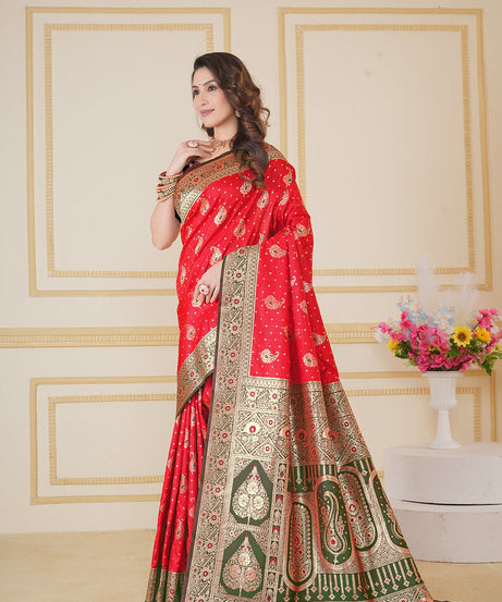 Soft Silk Weaving Saree With Banarasi Jari Designer Sari With Blouse