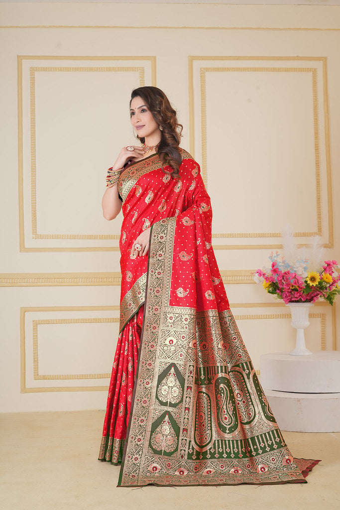 Soft Silk Weaving Saree With Banarasi Jari Designer Sari With Blouse