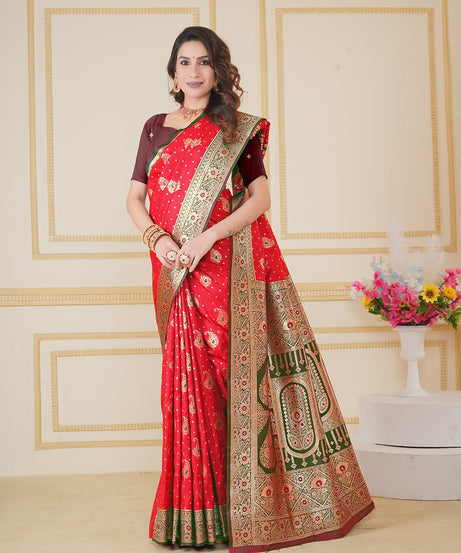 Soft Silk Weaving Saree With Banarasi Jari Designer Sari With Blouse