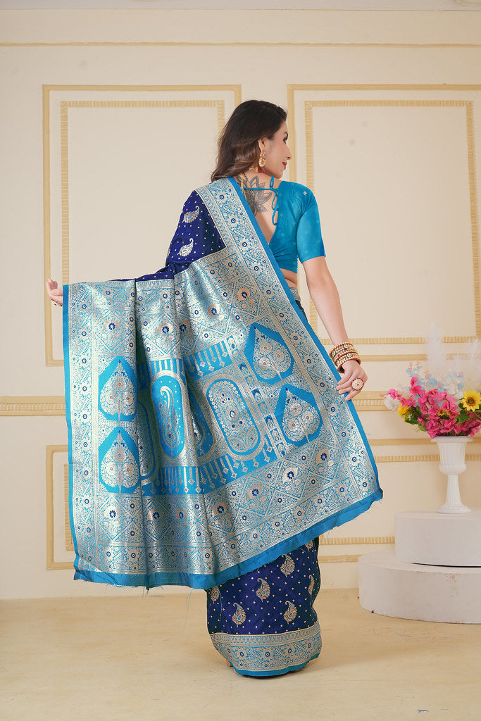 Soft Silk Weaving Saree With Banarasi Jari Designer Sari With Blouse