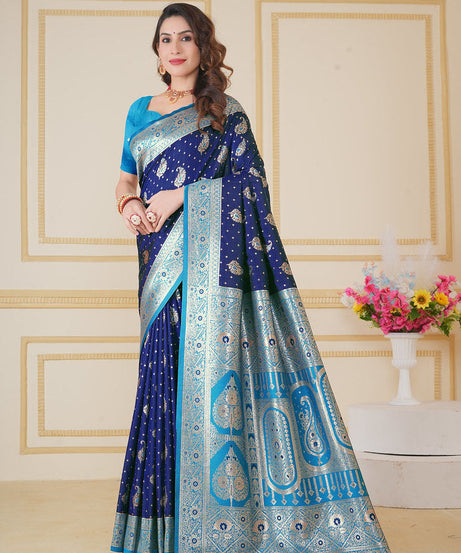 Soft Silk Weaving Saree With Banarasi Jari Designer Sari With Blouse
