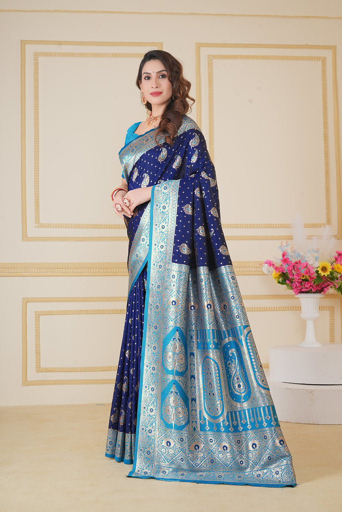Soft Silk Weaving Saree With Banarasi Jari Designer Sari With Blouse