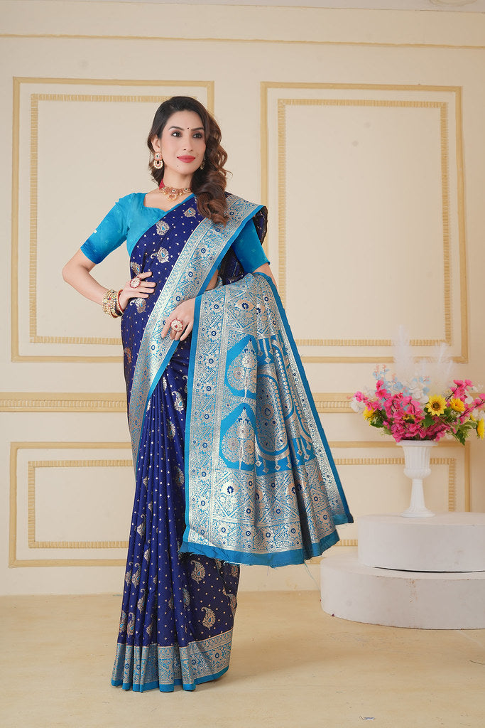 Soft Silk Weaving Saree With Banarasi Jari Designer Sari With Blouse