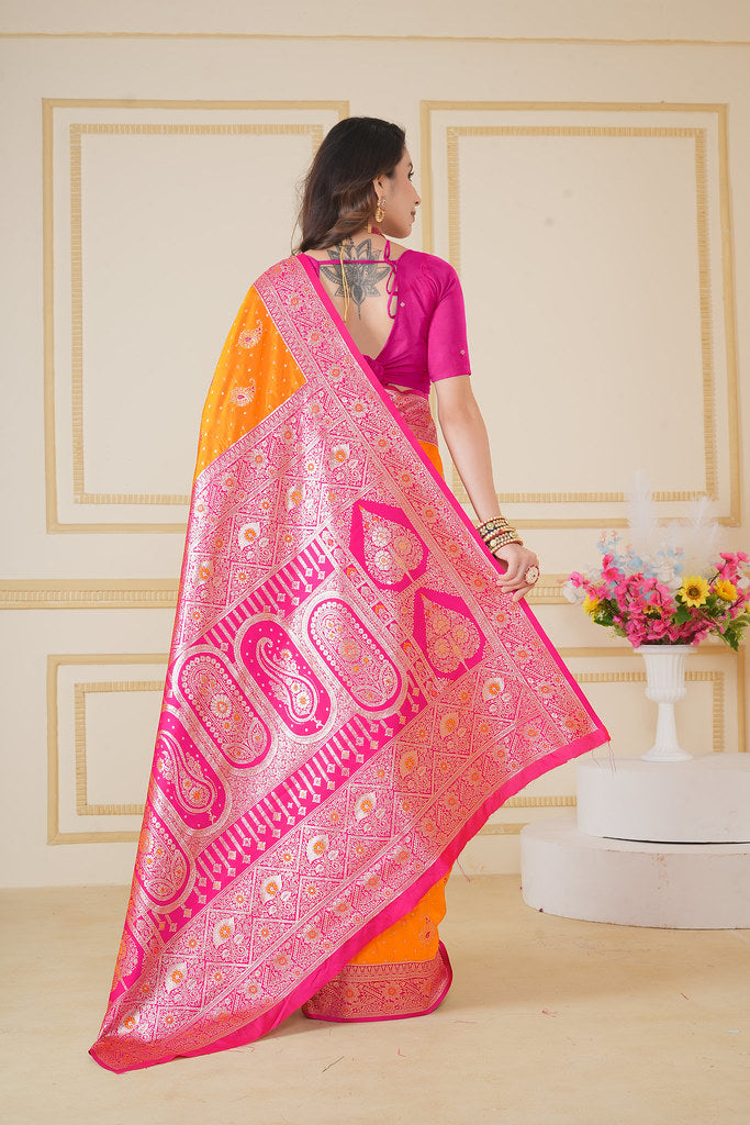 Soft Silk Weaving Saree With Banarasi Jari Designer Sari With Blouse