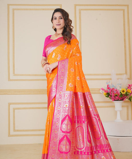 Soft Silk Weaving Saree With Banarasi Jari Designer Sari With Blouse