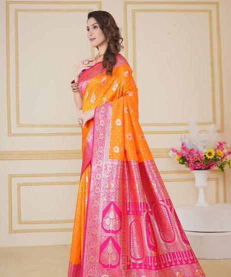 Soft Silk Weaving Saree With Banarasi Jari Designer Sari With Blouse