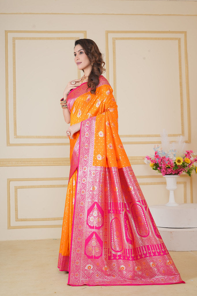 Soft Silk Weaving Saree With Banarasi Jari Designer Sari With Blouse