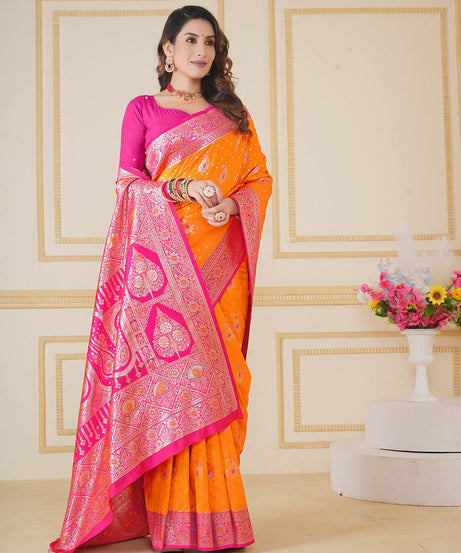 Soft Silk Weaving Saree With Banarasi Jari Designer Sari With Blouse