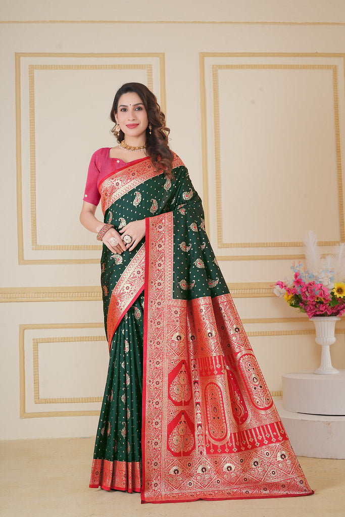 Soft Silk Weaving Saree With Banarasi Jari Designer Sari With Blouse