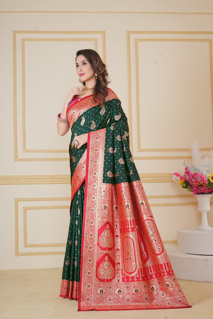 Soft Silk Weaving Saree With Banarasi Jari Designer Sari With Blouse