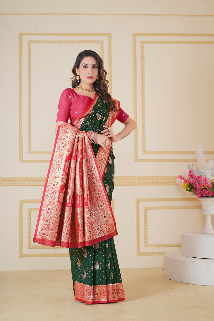 Soft Silk Weaving Saree With Banarasi Jari Designer Sari With Blouse