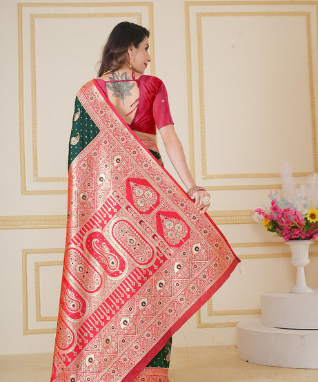 Soft Silk Weaving Saree With Banarasi Jari Designer Sari With Blouse