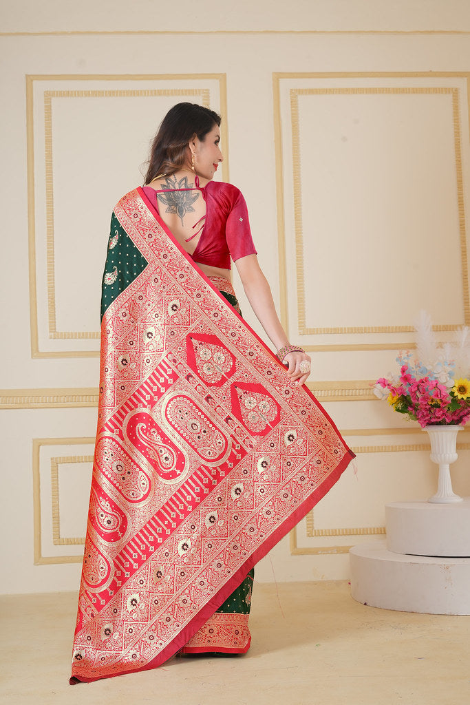 Soft Silk Weaving Saree With Banarasi Jari Designer Sari With Blouse