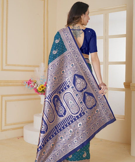 Soft Silk Weaving Saree With Banarasi Jari Designer Sari With Blouse