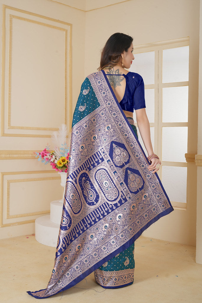 Soft Silk Weaving Saree With Banarasi Jari Designer Sari With Blouse