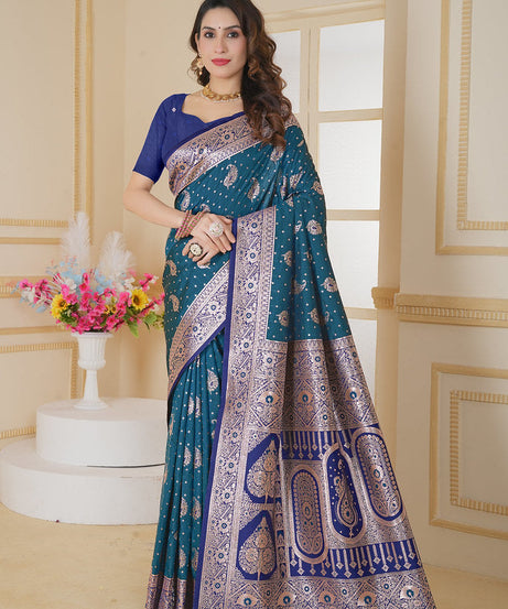 Soft Silk Weaving Saree With Banarasi Jari Designer Sari With Blouse
