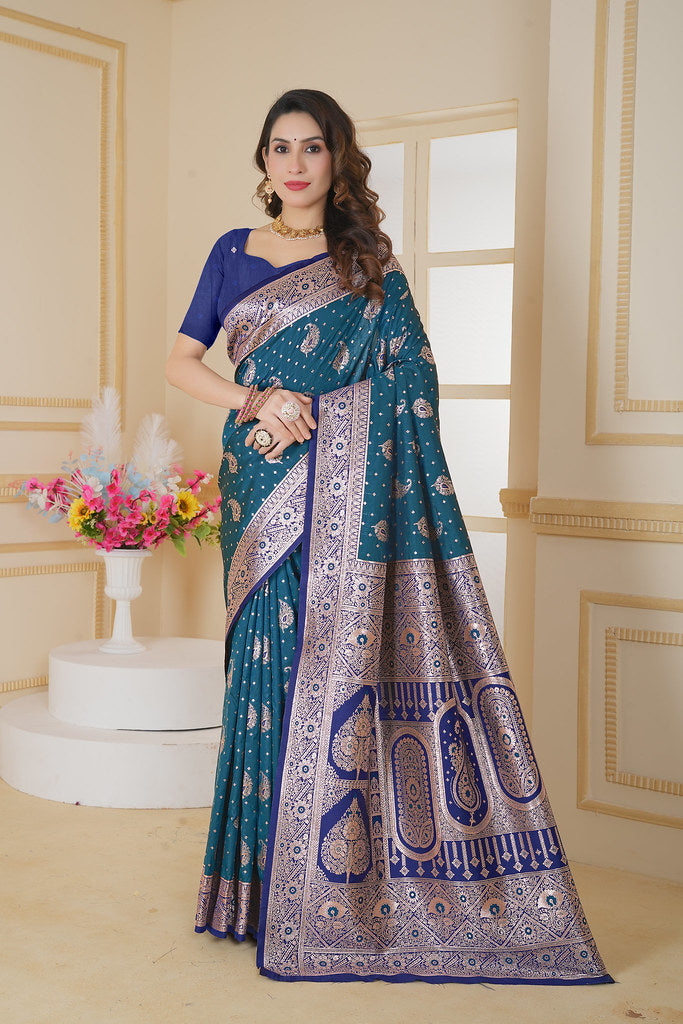 Soft Silk Weaving Saree With Banarasi Jari Designer Sari With Blouse