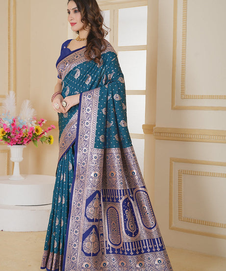 Soft Silk Weaving Saree With Banarasi Jari Designer Sari With Blouse