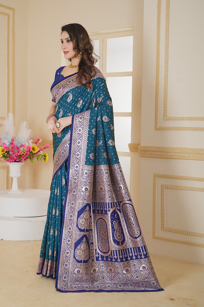 Soft Silk Weaving Saree With Banarasi Jari Designer Sari With Blouse