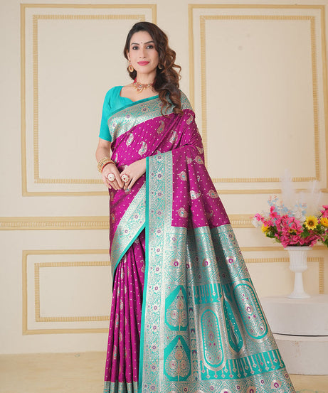 Soft Silk Weaving Saree With Banarasi Jari Designer Sari With Blouse