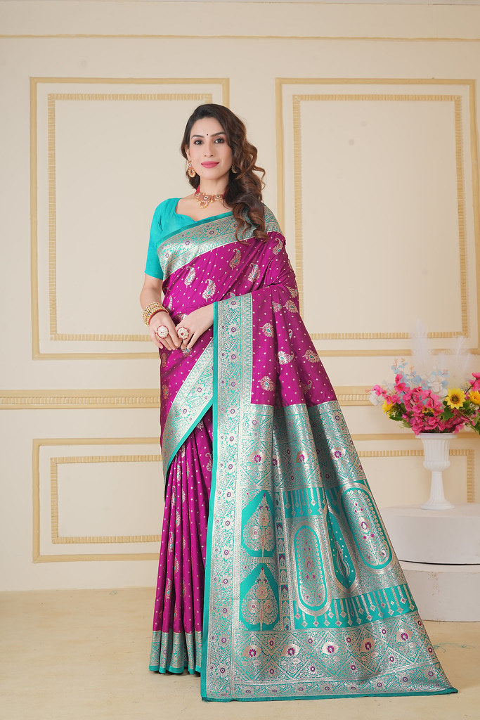 Soft Silk Weaving Saree With Banarasi Jari Designer Sari With Blouse