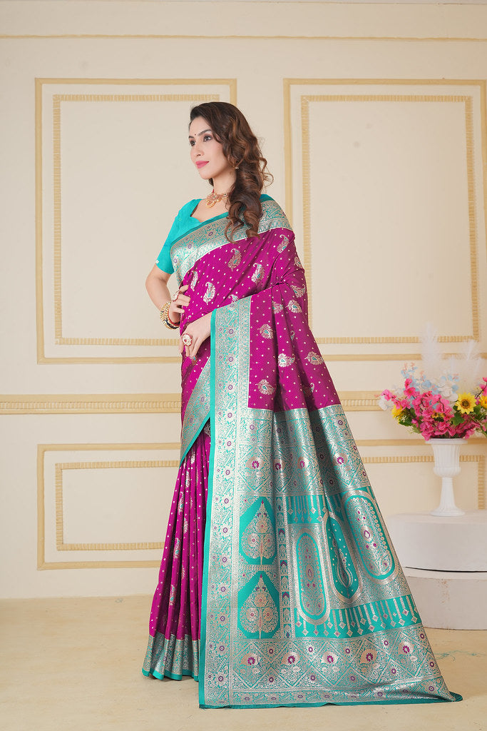 Soft Silk Weaving Saree With Banarasi Jari Designer Sari With Blouse