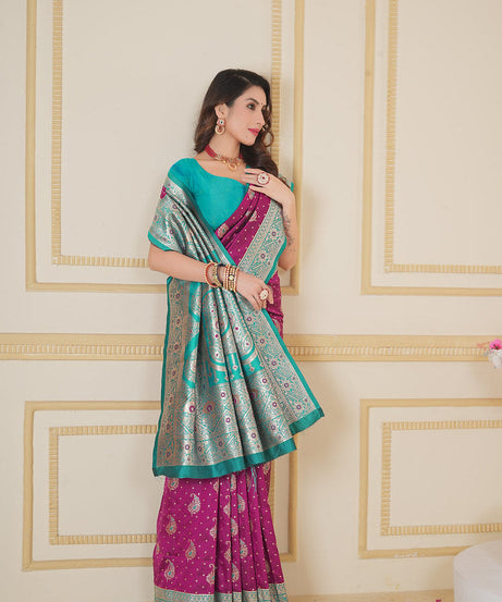 Soft Silk Weaving Saree With Banarasi Jari Designer Sari With Blouse