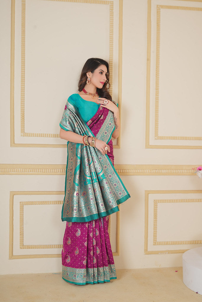 Soft Silk Weaving Saree With Banarasi Jari Designer Sari With Blouse