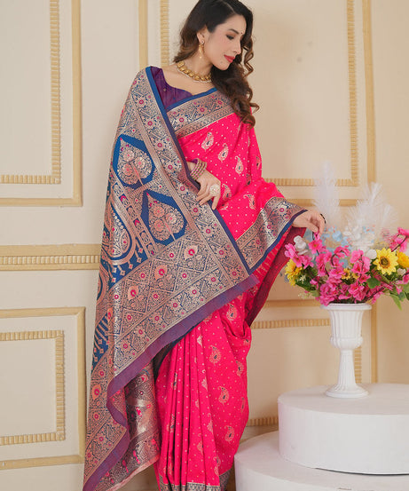 Soft Silk Weaving Saree With Banarasi Jari Designer Sari With Blouse