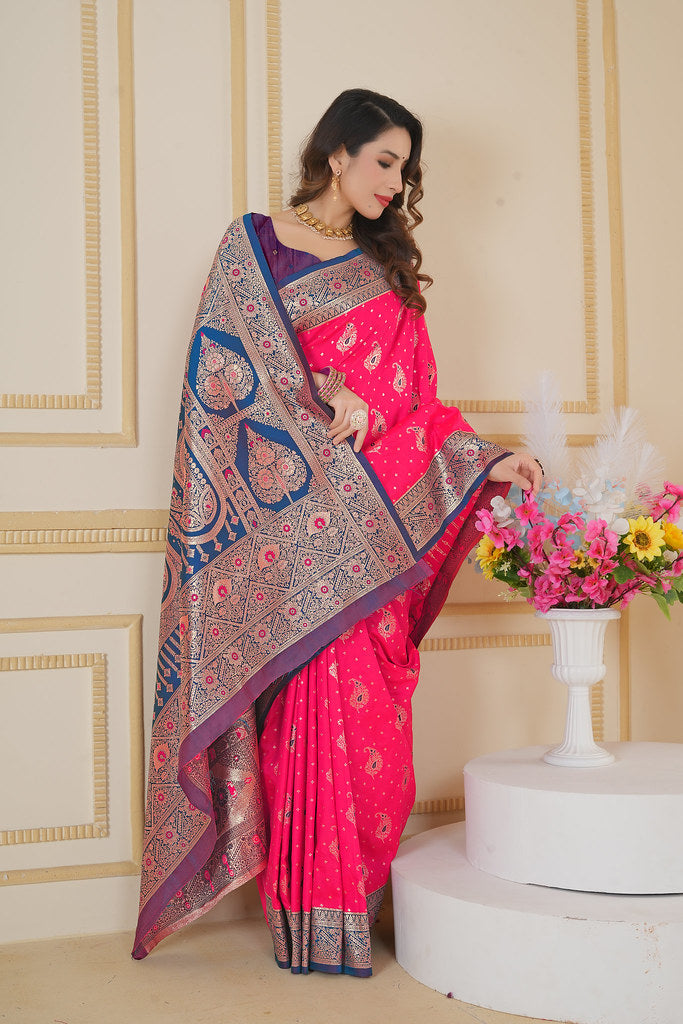 Soft Silk Weaving Saree With Banarasi Jari Designer Sari With Blouse