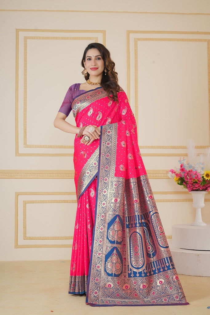 Soft Silk Weaving Saree With Banarasi Jari Designer Sari With Blouse