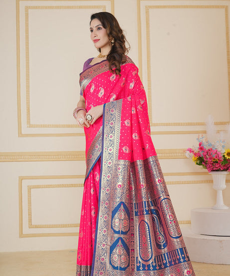 Soft Silk Weaving Saree With Banarasi Jari Designer Sari With Blouse